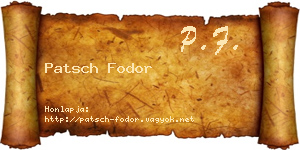 Patsch Fodor névjegykártya